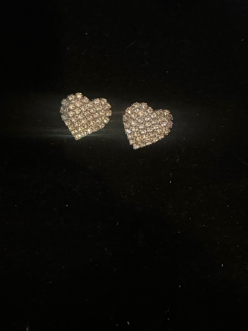 Crystal Heart Stud Earrings - Silver Tone